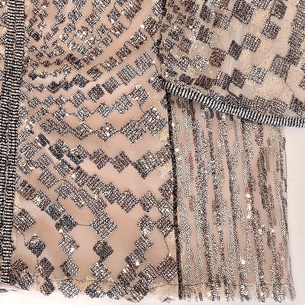 2x🎉HP Anna Sui Anthropologie Metallic Silver Sequin Mini Dress Retrofete Style - Picture 13 of 15